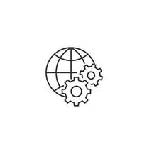 Global settings line icon on white vector