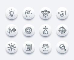 start up line icons set vector