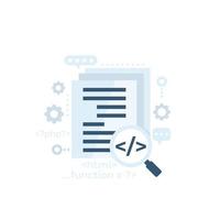 Code review for software and apps development vector illustration