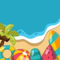 Beach Background with Summer Elements vector