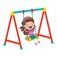 Funny Kid Playing In A Swing vector