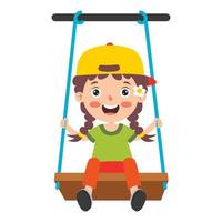 Funny Kid Playing In A Swing vector