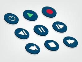 conjunto de símbolo de botón de reproductor multimedia vector