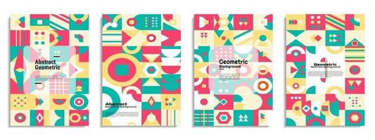 Abstract cover set Bauhaus geometric pattern background vector