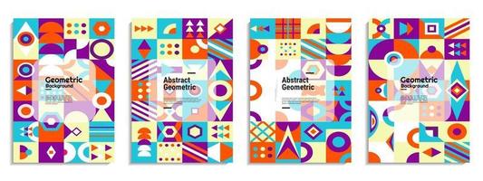 Abstract cover set Bauhaus geometric pattern background vector