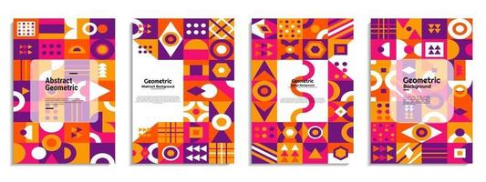 Abstract cover set Bauhaus geometric pattern background vector