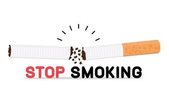 broken Cigarette butt vector  with text