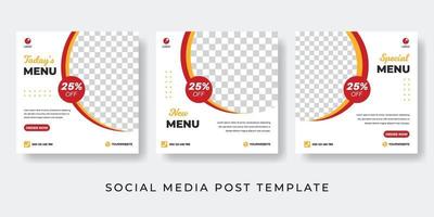 Culinary social media post simple collection with photo space vector