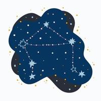 Constelación linda signo del zodíaco libra garabatos dibujados a mano estrellas y puntos en el espacio abstracto vector