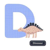 niños alfabeto letra d lindo dinosaurio de guardería vector