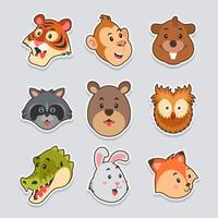 Cute Wildlife Animal Character Sticker Set vector