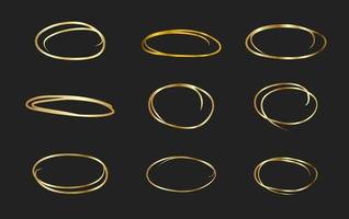 Circle gold frame set vector