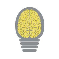 Simulation light bulb with human brain vector