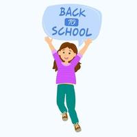 Cute girl happy to back to school vector