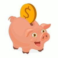 Piggy bank with golden coin vector