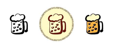 Contour and color and retro symbols of a mug with beer vector