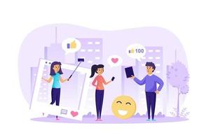 Social network and internet blogging vector illustration of people characters in flat design