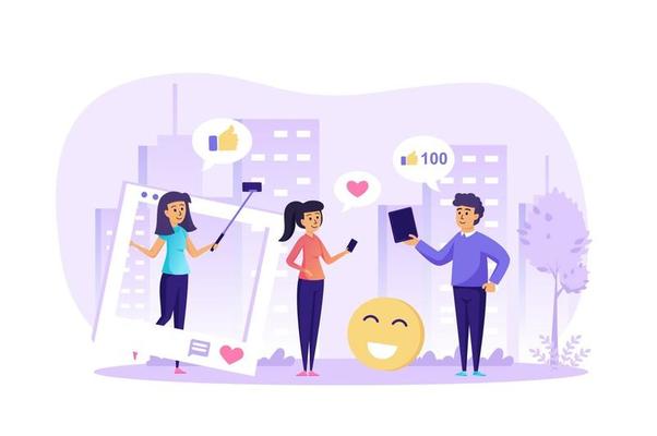 Social network and internet blogging vector illustration of people characters in flat design