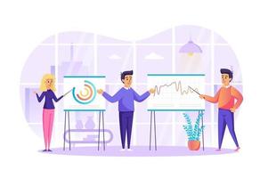 Big data analysis and Market research concept vector illustration of people characters in flat design