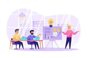 Business meeting and teamwork concept vector illustration of people characters in flat design