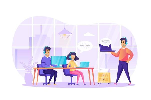 Customer support at office concept vector illustration of people characters in flat design