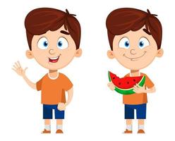 niño personaje de dibujos animados lindo niño gracioso vector