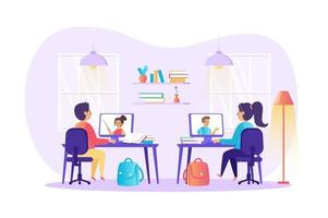 Distant learning and online education concept vector illustration of people characters in flat design