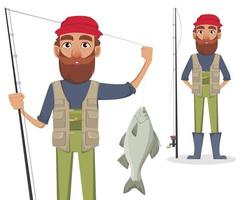 personaje de dibujos animados de pescador vector