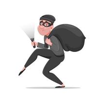 Cartoon thief walking carefully Funny burglar vector