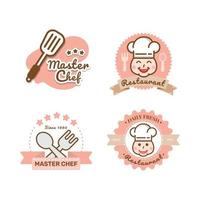 Restaurant logo template Chef hat labels vector