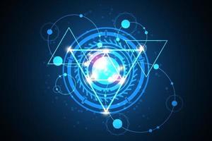 Technology in geometric concepts on a dark blue background vector