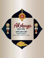 Akshaya tritiya gold coin pot with gold earings vector