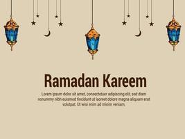 Diseño plano de fondo de ilustración de vector de ramadan kareem