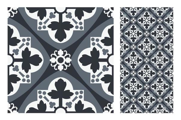 vintage tiles patterns antique seamless design in Vector illustration