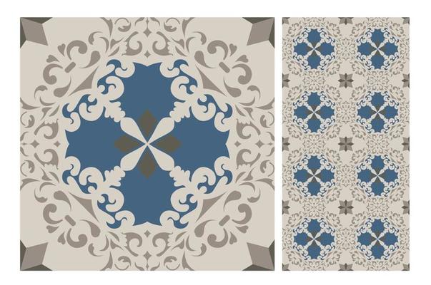 vintage tiles patterns antique seamless design in Vector illustration