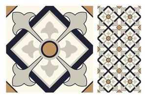 vintage tiles patterns antique seamless design vector