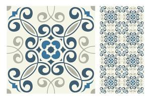 vintage tiles patterns antique seamless design vector