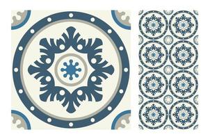 vintage tiles patterns antique seamless design vector