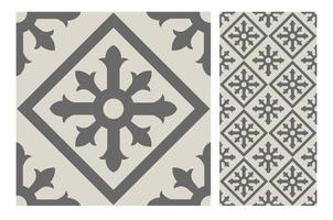 vintage tiles patterns antique seamless design vector