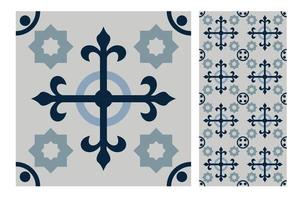 vintage tiles patterns antique seamless design vector