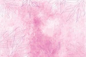 Floral leaves pink watercolor hand painted background vector