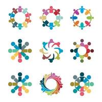 Graphic group connecting People Connection logo set Teamwork in a circle holding hands Business person meeting in the same power room vector