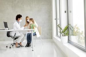 Girl getting a COVID-19 test in a modern office photo