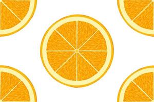 Pattern of orange slice isolated on white background vector