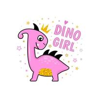 diseño lindo del vector de la princesa del dinosaurio