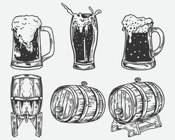 collection vector set hand drawn beer object