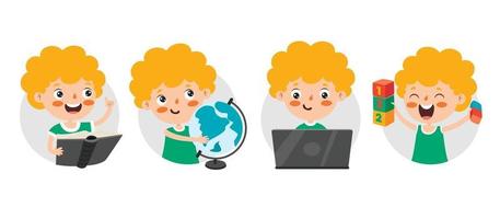 Cartoon Character Studying And Learning vector