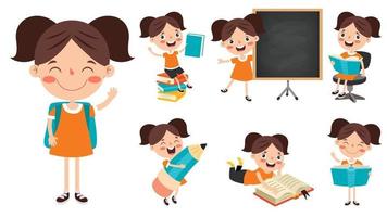 Cartoon Character Studying And Learning vector