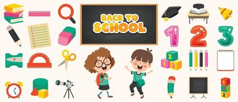 School Supplies For Children Education vector