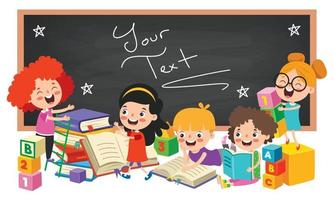 Funny Children With Empty Blackboard vector